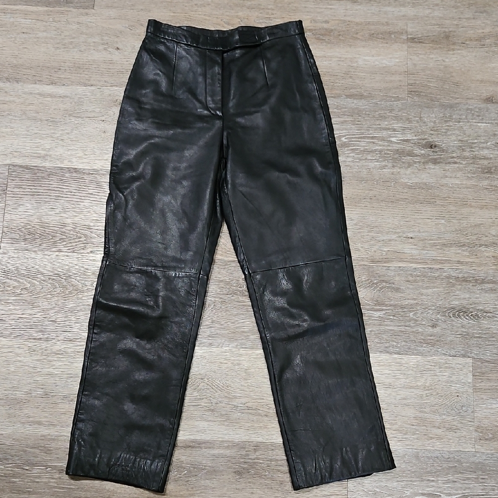 Jacqueline Ferrer Black Leather Pants Size 4